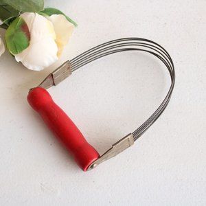 Vintage 1950s Pastry Dough Blender, Androck Manual Beater Red Wood and Stainless